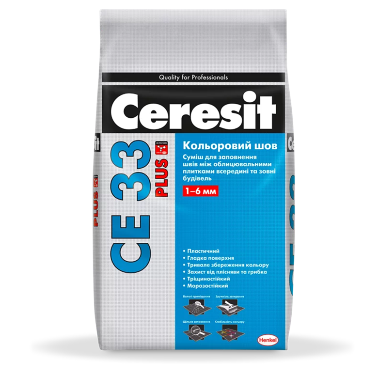 Полімерцементна суха суміш для заповнення швів між облицювальними плитками CERESIT СЕ 33 PLUS/181 небесно синя, 2 кг